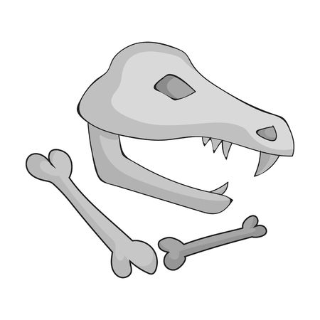 Dinosaur fossils icon in monochrome style isolated on white background. Stone age symbol vector illustration.のイラスト素材