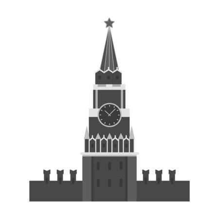 Kremlin icon in monochrome design isolated on white background. Russian country symbol stock vector illustration.のイラスト素材