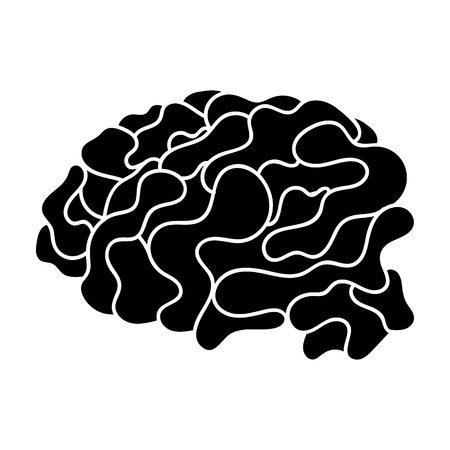 Brain in the virtual reality icon in black style isolated on white background. Virtual reality symbol vector illustration.のイラスト素材