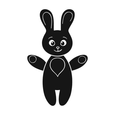 Rabbit toy icon in black style isolated on white background. Baby born symbol vector illustration.のイラスト素材