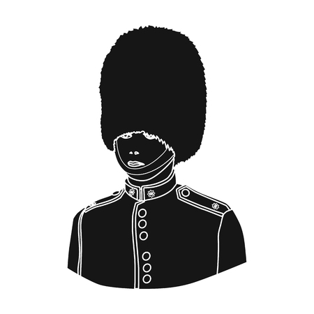 Queen's guard icon in black style isolated on white background. England country symbol vector illustration.のイラスト素材