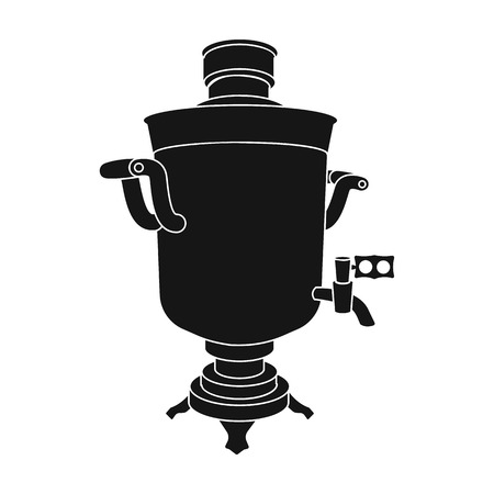 Samovar icon in black design isolated on white background. Russian country symbol stock vector illustration.のイラスト素材