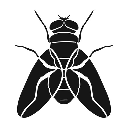 Fly icon in black design isolated on white background. Insects symbol stock vector illustration.のイラスト素材