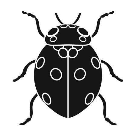 Ladybug icon in black design isolated on white background. Insects symbol stock vector illustration.のイラスト素材
