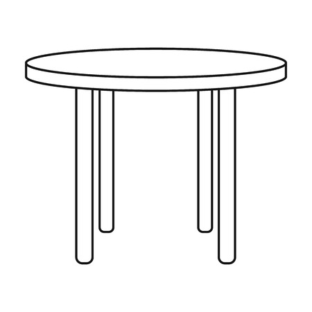Wooden round table icon in outline style isolated on white background. Furniture and home symbol stock vector illustration.のイラスト素材