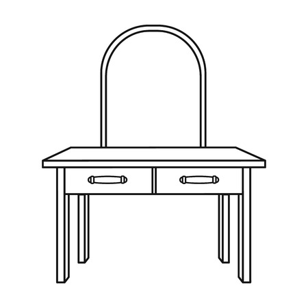 Dressing table icon in outline style isolated on white background. Furniture and home interior symbol vector illustration.のイラスト素材