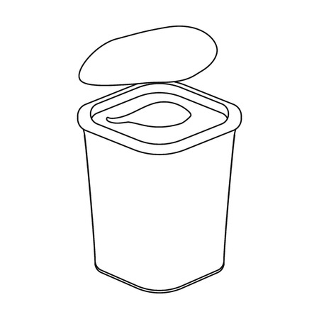 Yogurt in the plastic cup icon in outline style isolated on white background. Milk product and sweet symbol vector illustration.のイラスト素材
