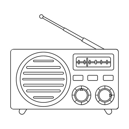 Radio advertising icon in outline style isolated on white background. Advertising symbol vector illustration.のイラスト素材