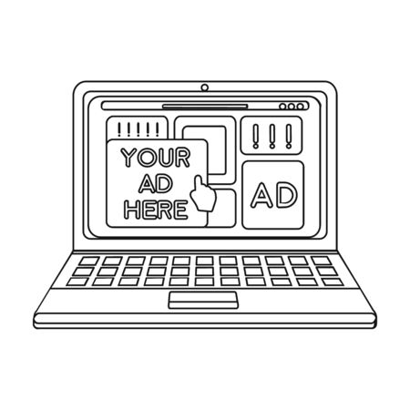 Online advertising icon in outline style isolated on white background. Advertising symbol vector illustration.のイラスト素材