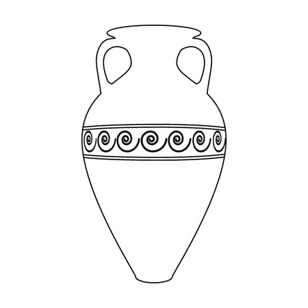 Greece amphora icon in outline style isolated on white background. Greece symbol vector illustration.のイラスト素材
