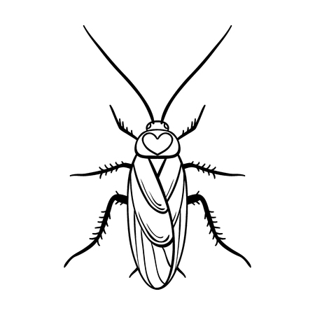 Cockroach icon in outline design isolated on white background. Insects symbol stock vector illustration.のイラスト素材