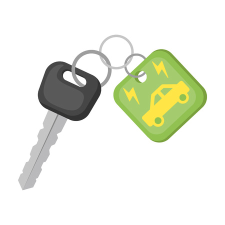 Key from eco car icon in cartoon style isolated on white background. Bio and ecology symbol stock vector illustration.のイラスト素材