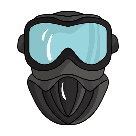 Paintball mask icon in cartoon style isolated on white background. Paintball symbol stock vector illustration.のイラスト素材