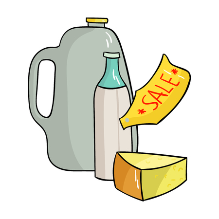 Grocery discount icon in cartoon style isolated on white background. Supermarket symbol stock vector illustration.のイラスト素材