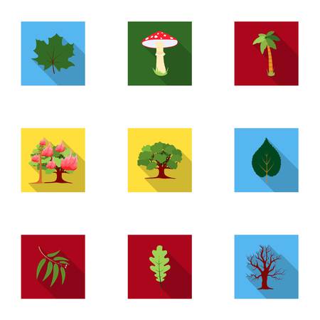 Forest set icons in flat style. Big collection of forest vector symbol stock illustrationのイラスト素材