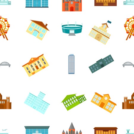 Building pattern icons in cartoon style. Big collection building vector symbol stock illustrationのイラスト素材