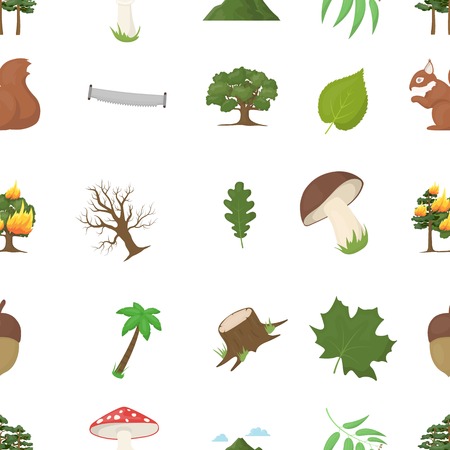 Forest pattern icons in cartoon style. Big collection forest vector symbol stock illustrationのイラスト素材