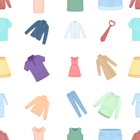 Clothes pattern icons in cartoon style. Big collection clothes vector symbol stock illustrationのイラスト素材