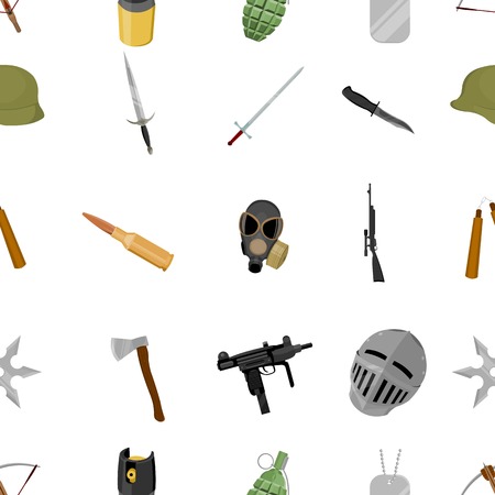Weapon pattern icons in cartoon style. Big collection weapon vector symbol stock illustrationのイラスト素材