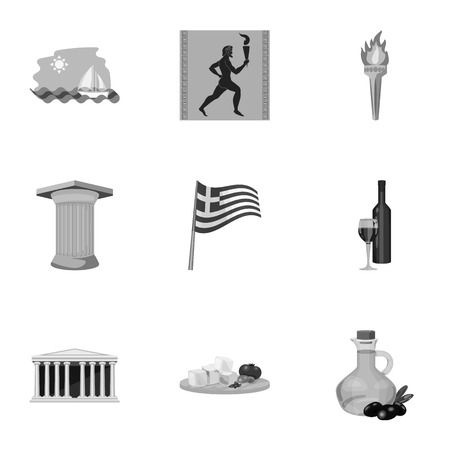 Greece set icons in monochrome style. Big collection of Greece vector symbol stock illustrationのイラスト素材