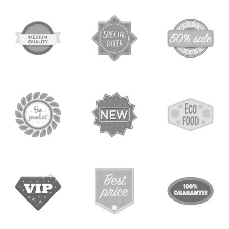 Label set icons in monochrome style. Big collection of label vector symbol stock illustrationのイラスト素材