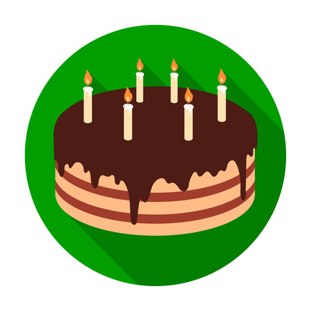 Chocolate cake icon in flat style isolated on white background. Cakes symbol stock vector illustration.のイラスト素材