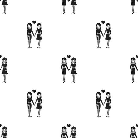 Lesbian icon black. Single gay icon from the big minority, homosexual black.のイラスト素材