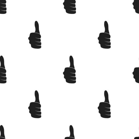 Thumb up icon in black style isolated on white background. Hand gestures pattern stock vector illustration.のイラスト素材