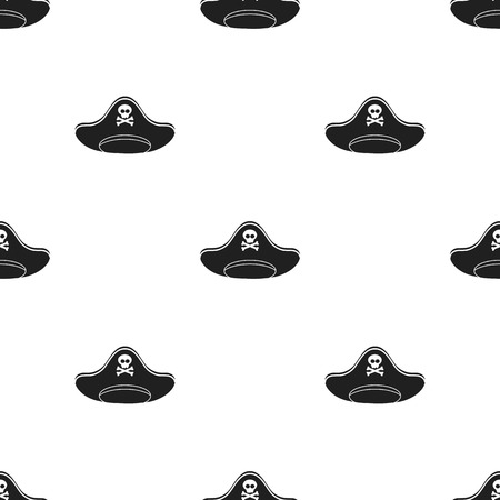 Pirate hat icon in black style isolated on white background. Hats pattern stock vector illustration.のイラスト素材