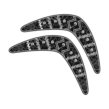 Australian boomerang icon in black style isolated on white background. Australia symbol stock vector illustration.のイラスト素材