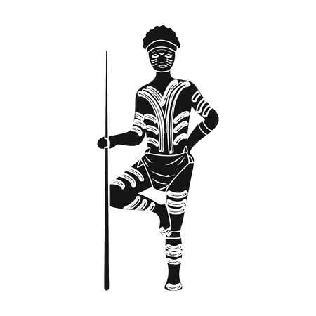 Astralian aborigine icon in black style isolated on white background. Australia symbol stock vector illustration.のイラスト素材