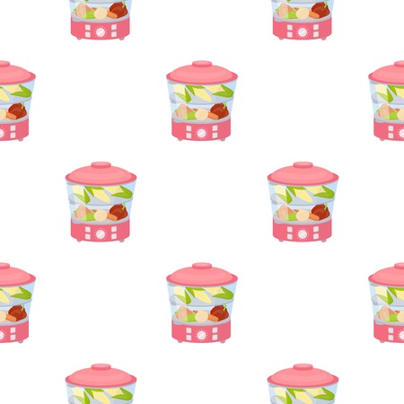 Food steamer icon in cartoon style isolated on white background. Household appliance symbol stock vector illustration.のイラスト素材