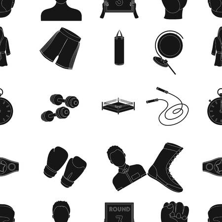 Boxing pattern icons in black style. Big collection of boxing vector symbol stock illustrationのイラスト素材