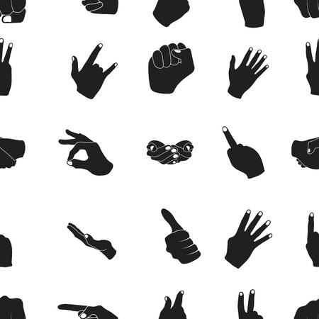 Hand gestures pattern icons in black style. Big collection of hand gestures vector symbol stock illustrationのイラスト素材