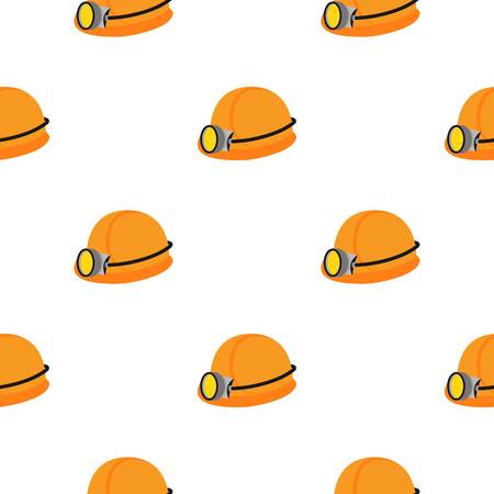 Miners helmet icon in cartoon style isolated on white background. Mine pattern stock vector illustration.のイラスト素材