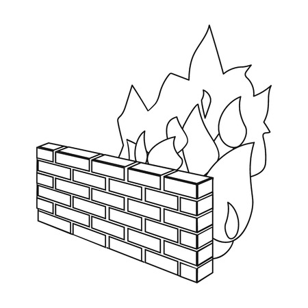 Firewall icon in outline style isolated on white background. Hackers and hacking symbol stock vector illustration.のイラスト素材
