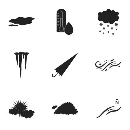 Weather set icons in black style. Big collection of weather vector symbol stock illustrationのイラスト素材