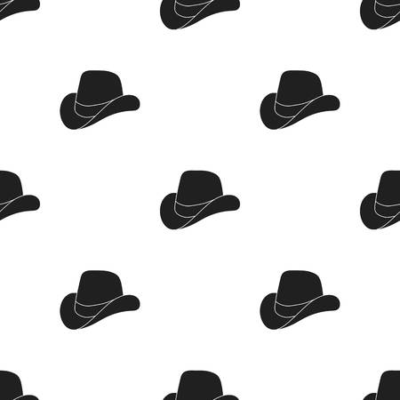 Cowboy hat icon in black style isolated on white background. Patriot day pattern stock vector illustration.のイラスト素材