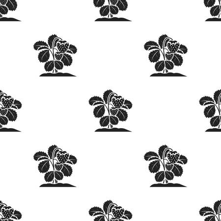 Strawberry icon in black style isolated on white background. Plant pattern stock vector illustration.のイラスト素材
