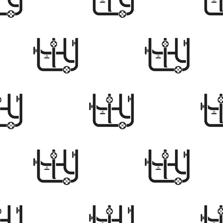 Pipes with valves icon in black style isolated on white background. Plumbing pattern stock vector illustration.のイラスト素材