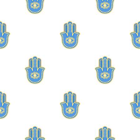 Hamsa icon in cartoon style isolated on white background. Religion pattern stock vector illustration.のイラスト素材