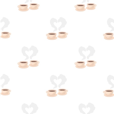 Coffee icon in cartoon style isolated on white background. Romantic pattern stock vector illustration.のイラスト素材