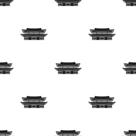 Changdeokgung icon in  black style isolated on white background. South Korea pattern vector illustration.のイラスト素材