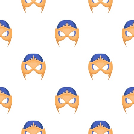 Full head mask icon in cartoon style isolated on white background. Superhero s mask pattern stock vector illustration.のイラスト素材