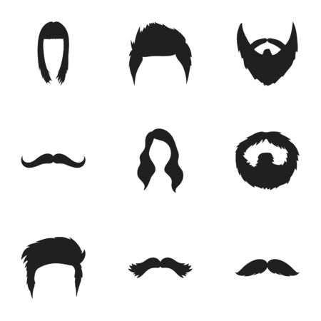 Beard set icons in black style. Big collection of beard vector symbol stock illustrationのイラスト素材