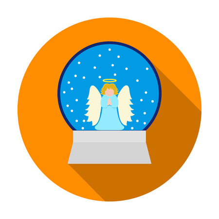 Christmas snow globe with an angel icon in flat style isolated on white background. Christmas Day symbol stock vector illustration.のイラスト素材