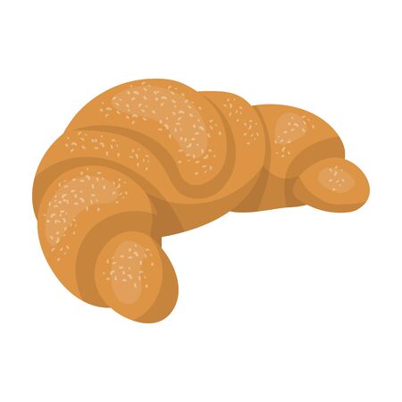 French croissant icon in cartoon style isolated on white background. France country symbol stock vector illustration.のイラスト素材