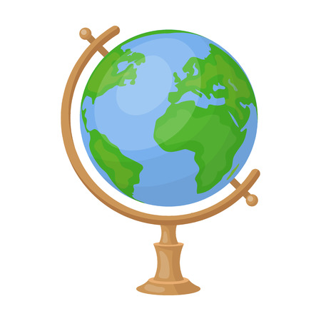 Globe icon in cartoon style isolated on white background. Rest and travel symbol stock vector illustration.のイラスト素材