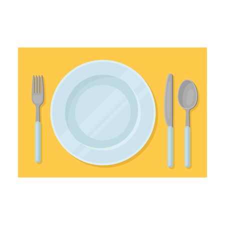 Served table icon in cartoon style isolated on white background. Rest and travel symbol stock vector illustration.のイラスト素材