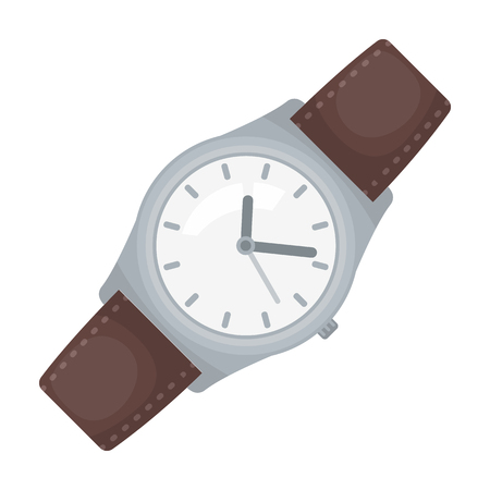 Classic wrist watch icon in cartoon style isolated on white background. Hipster style symbol stock vector illustration.のイラスト素材